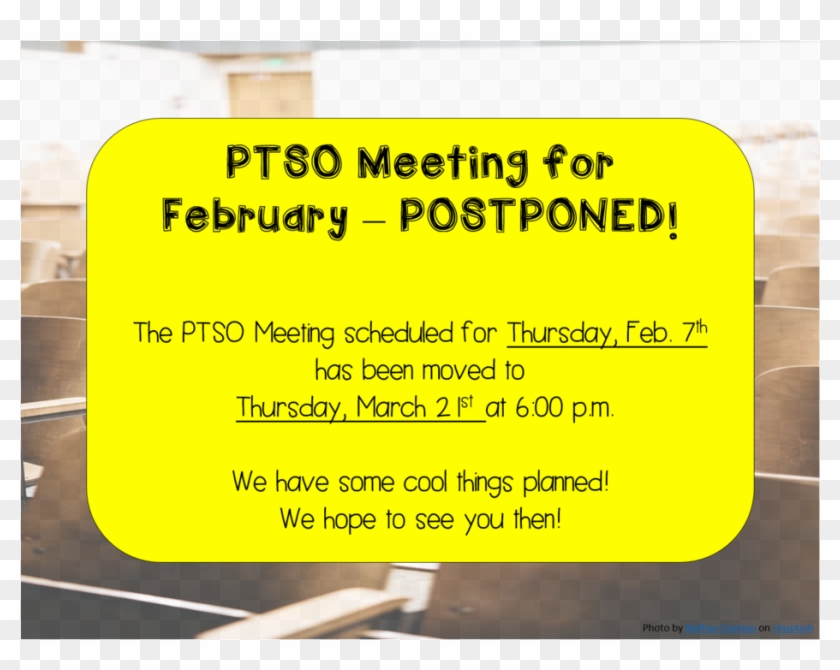 February's Ptso Meeting Postponed - Poster Clipart
