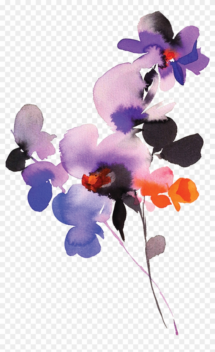 Purple Orchid Watercolor Clipart #1986141