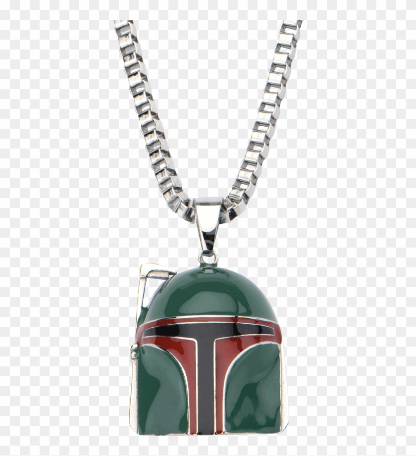 Mens Stainless Steel Boba Fett Helmet Necklace - Locket Clipart