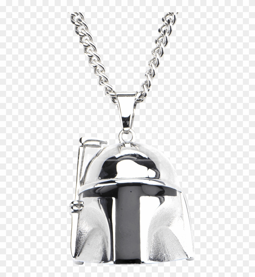 Mens Stainless Steel 3d Boba Fett Helmet Necklace - Locket Clipart #1987401