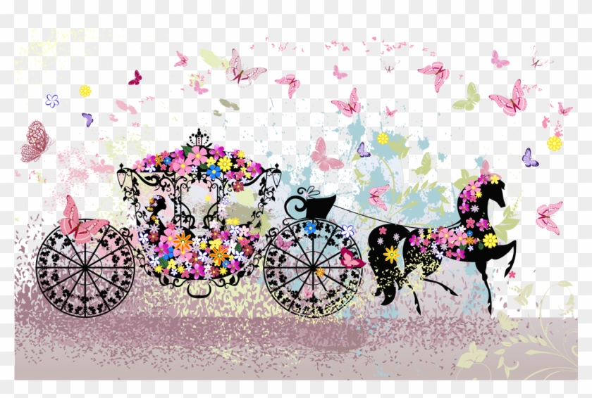 Butterfly Photography Carriage Stock Wedding Flowers - Flower Horse Carriage Clipart #1989116