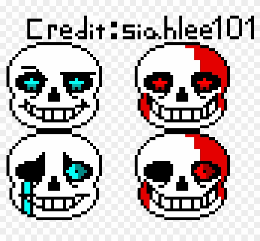 Underswap Sans And Murder Swap Sans Head - Underfell Sans Pixel Art Clipart