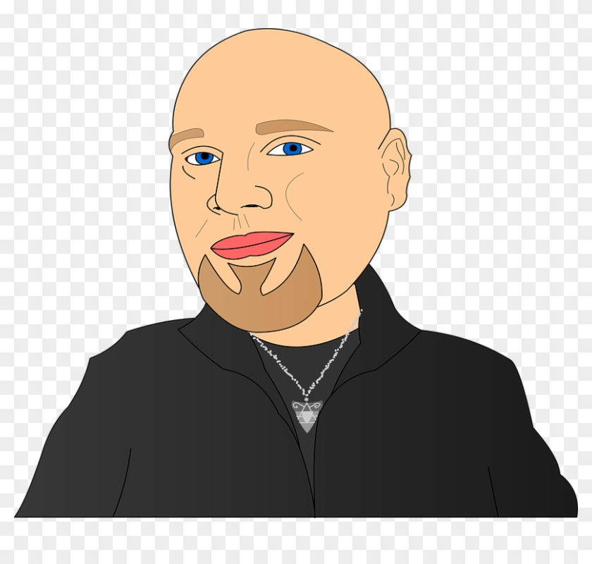 Cartoon, Drawing, Svg, Man, Bald, Beard, Necklace - Gambar Kartun Orang Botak Clipart
