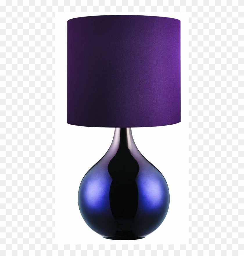 Purple Glass Table Lamp With Purple Fabric Shade - Lamp Clipart