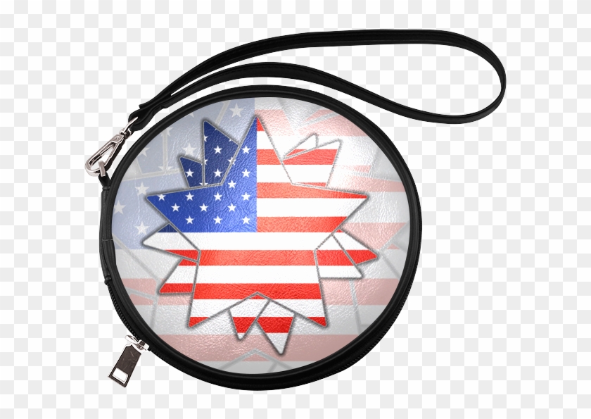 The Abstract Star With American Flag Round Makeup Bag - Ikat Dreams Clipart