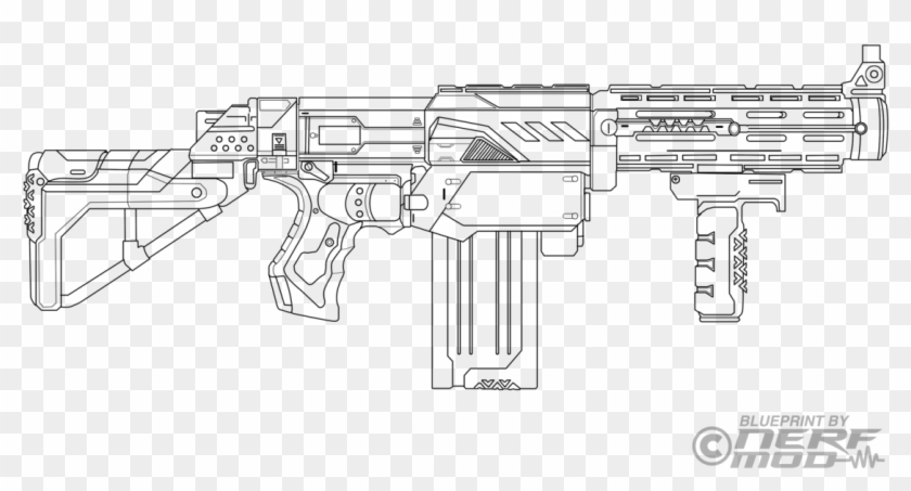 Drawn Rifle Nerf Gun - Nerf Rival Gun Coloring Pages Clipart #1993317