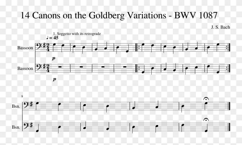 Fourteen Canons On The First Eight Notes Of The Aria - Sheet Music Clipart