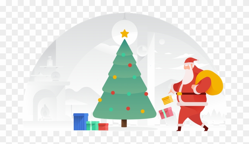 Premium Santa Claus Putting Presents Under The Tree - Christmas Tree Clipart