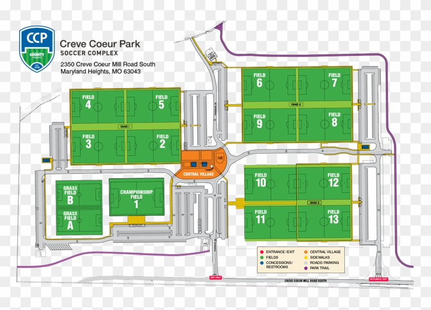 Creve Coeur Park Soccer Complex - Creve Coeur Park Soccer Complex Map Clipart #1995004
