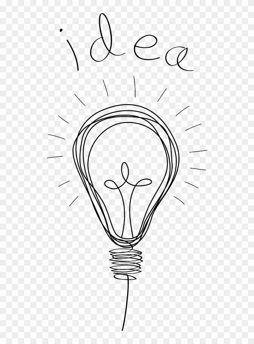 Light Bulb, Ideas, Sketch, I Think, Discovery Light - One Line Drawing Light Bulb Clipart