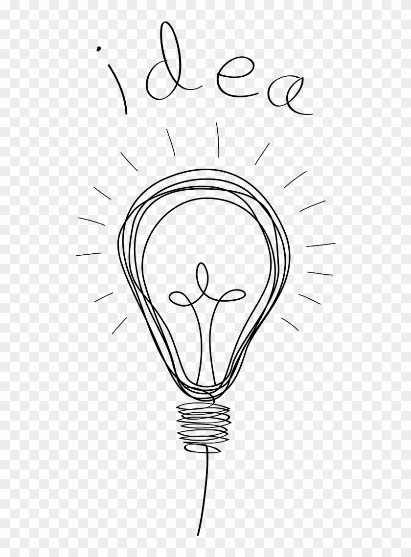Light Bulb, Ideas, Sketch, I Think, Discovery Light - One Line Drawing Light Bulb Clipart #1996569