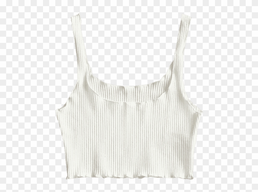 Ribbed Fitted Crop Tank Top White - Active Tank Clipart