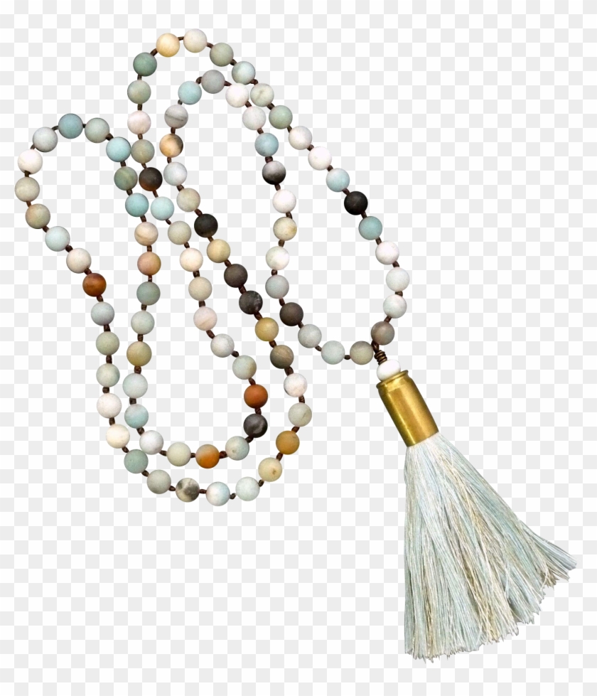 Amazonite Bullet Shell Casing Necklace With Blue Tassel Clipart