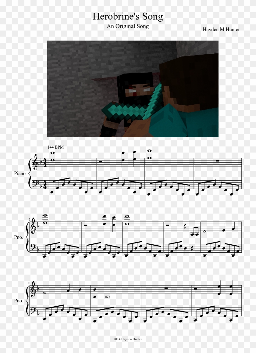 Herobrine's Song Sheet Music Composed By Hayden M Hunter - Bad Apple Sheet Music Bass Clef Clipart