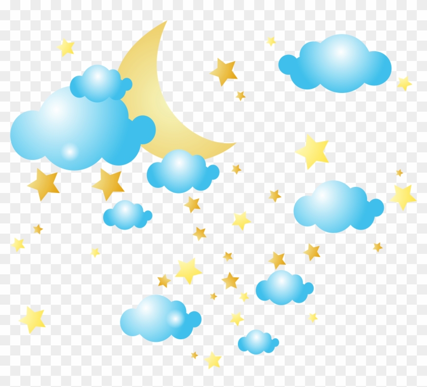Clipart Moon Stars Clipart - Moon Clouds And Stars - Png Download #20770