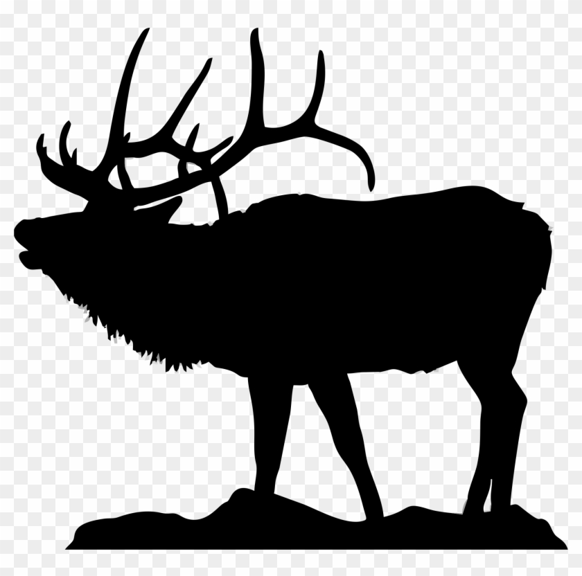 Wide Antlers Cliparts - Silhouette Of An Elk - Png Download #21313
