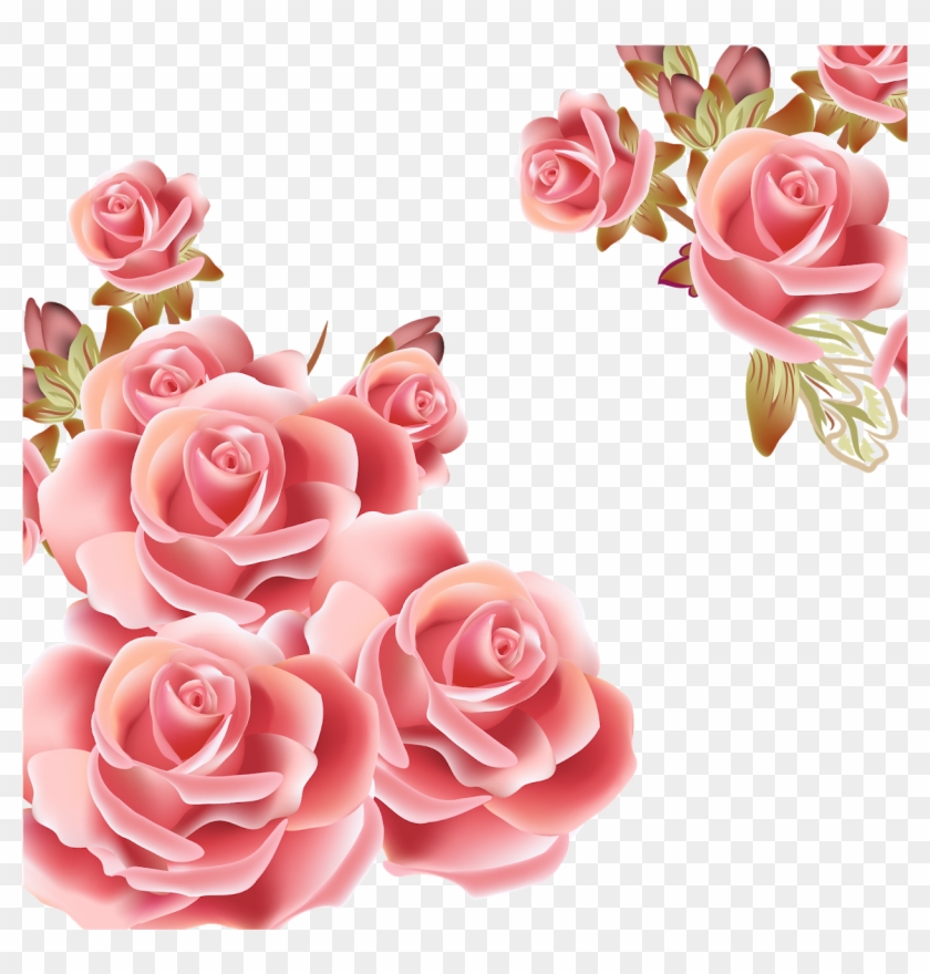Pink Flowers Rose Clip Art - Png Download