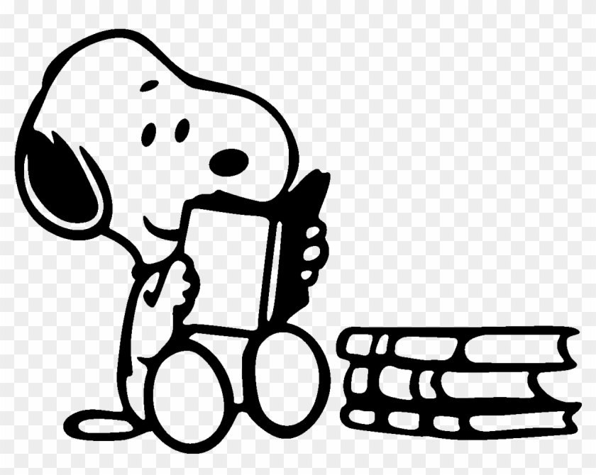 Reading Png Black And White - Snoopy Reading A Book Clipart