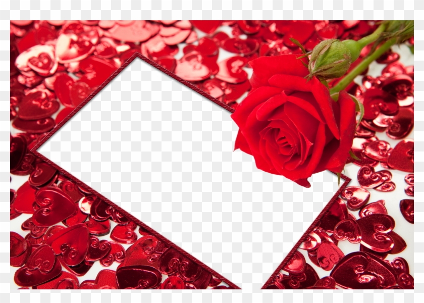 Red Flower Frame Png Hd - Red Roses And Hearts Clipart