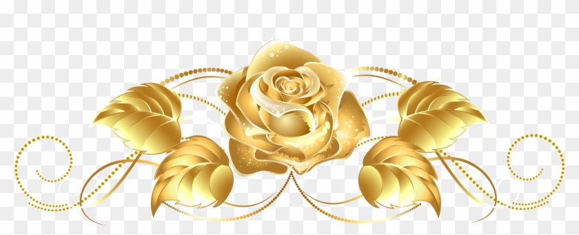 Beautiful Gold Rose Decor Png Image - Gold Rose Transparent Background Clipart #22189