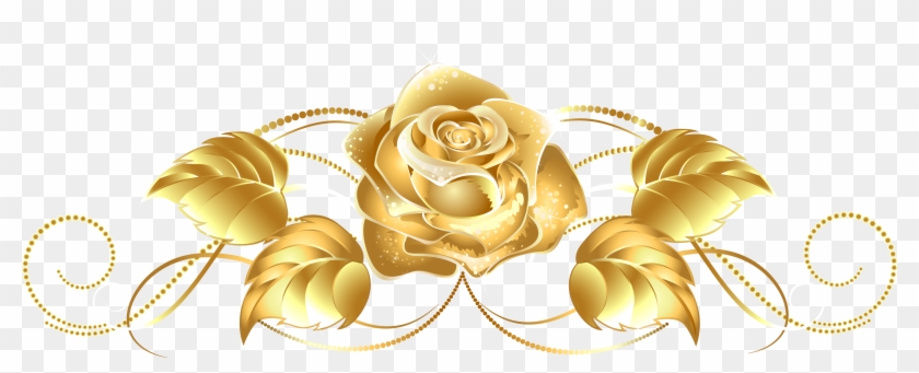 Beautiful Gold Rose Decor Png Image - Gold Rose Transparent Background Clipart