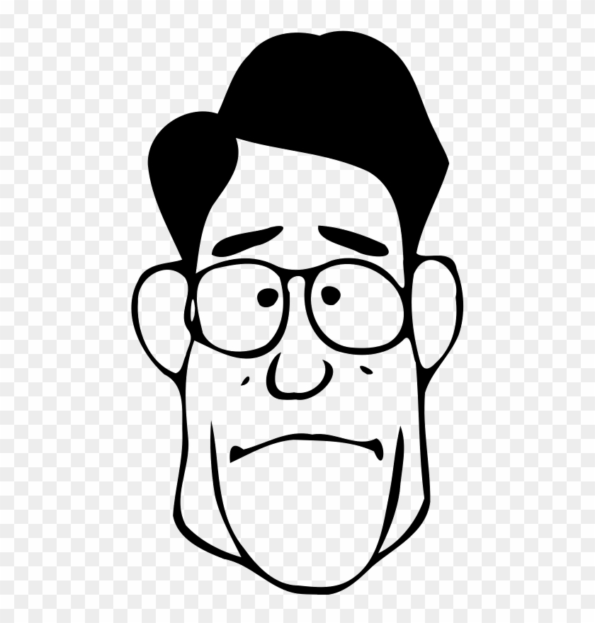 A Little Surprised Face - Black And White Cartoon Face Png Clipart