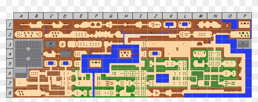 Simplified Nes Zelda Overworld With Grid Clipart