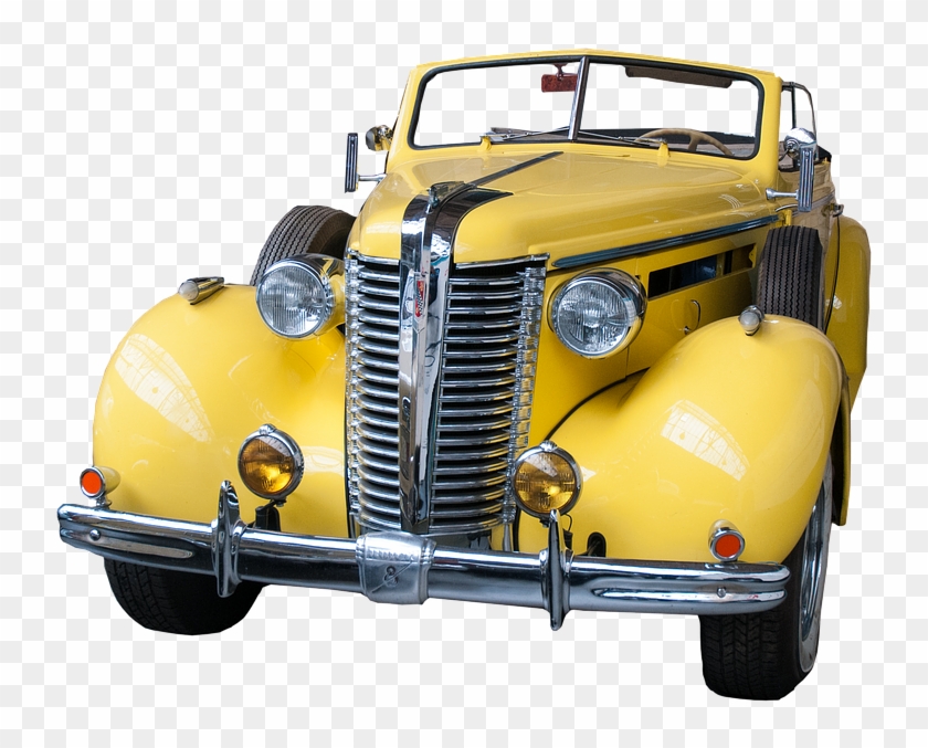 Yellow, Car, Classic, American, Vehicle, Transportation - Yellow Vintage Car Png Transparent Clipart