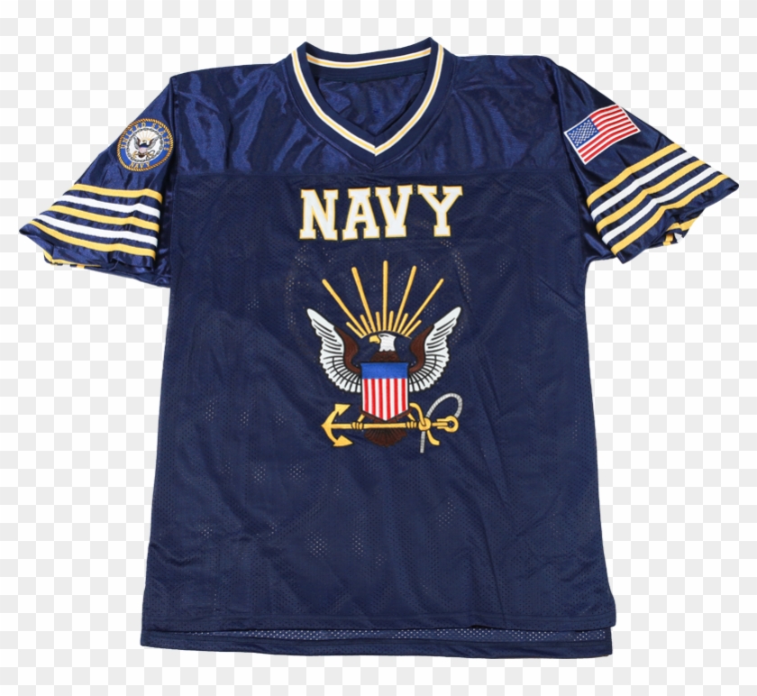 Navy Football Jersey With Navy Logo - Sports Jersey Clipart