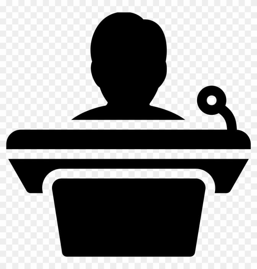 Podium Z Mówcą Icon - Public Speaking Microphone Clipart - Png Download