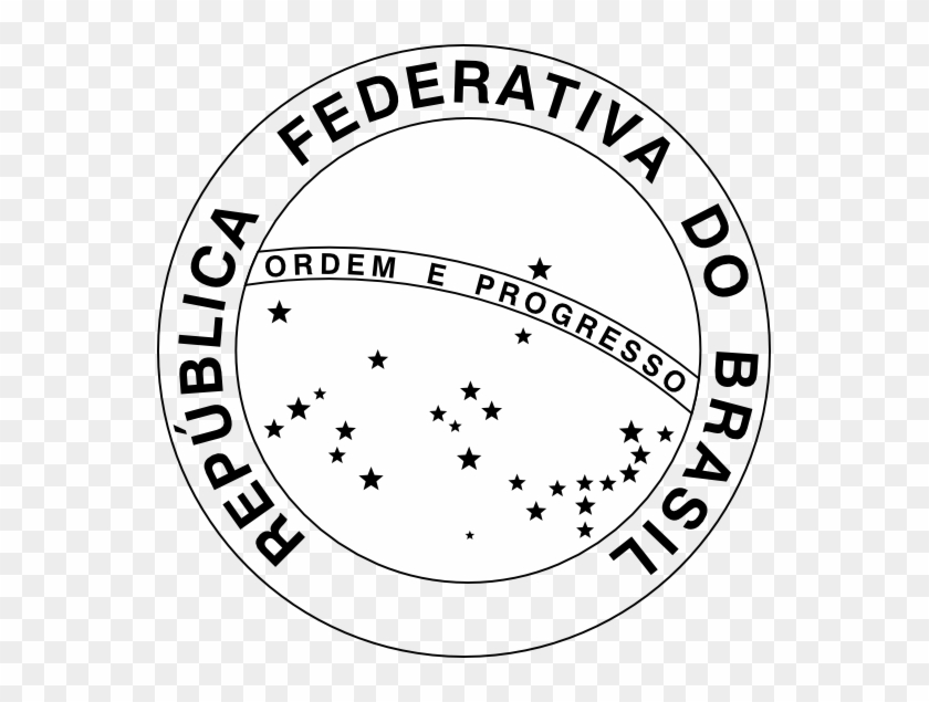 National Seal Of Brazil Black White Flag Clipartist - Simbolo Republica Federativa Do Brasil - Png Download