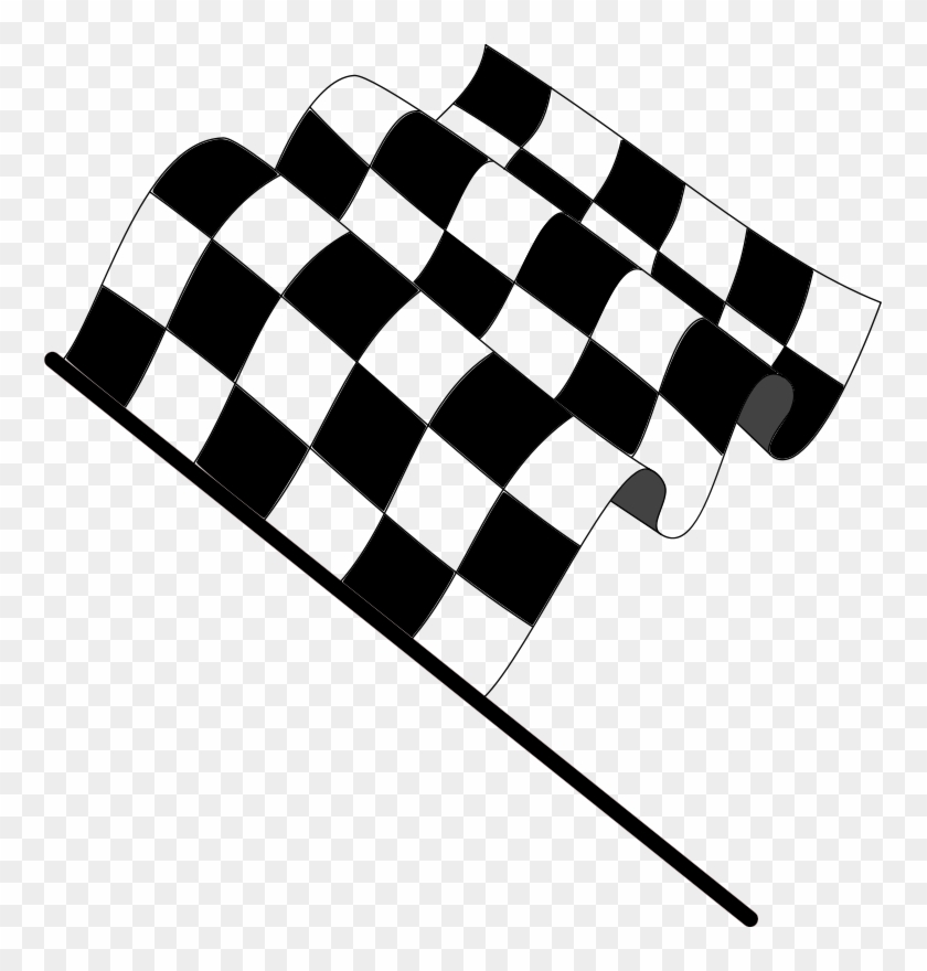 Wavy Checkered Flag Free Vector - Black And White Squares Flag Clipart