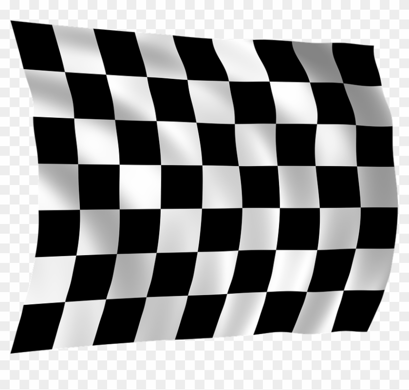 Checkered Flag, Flag, Checkered, Finish, Black, White - Orange White Checkerboard Clipart #25383