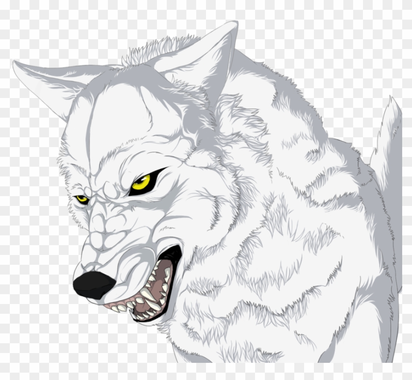 Cool Wolf Drawing - Angry White Anime Wolf Clipart #25512