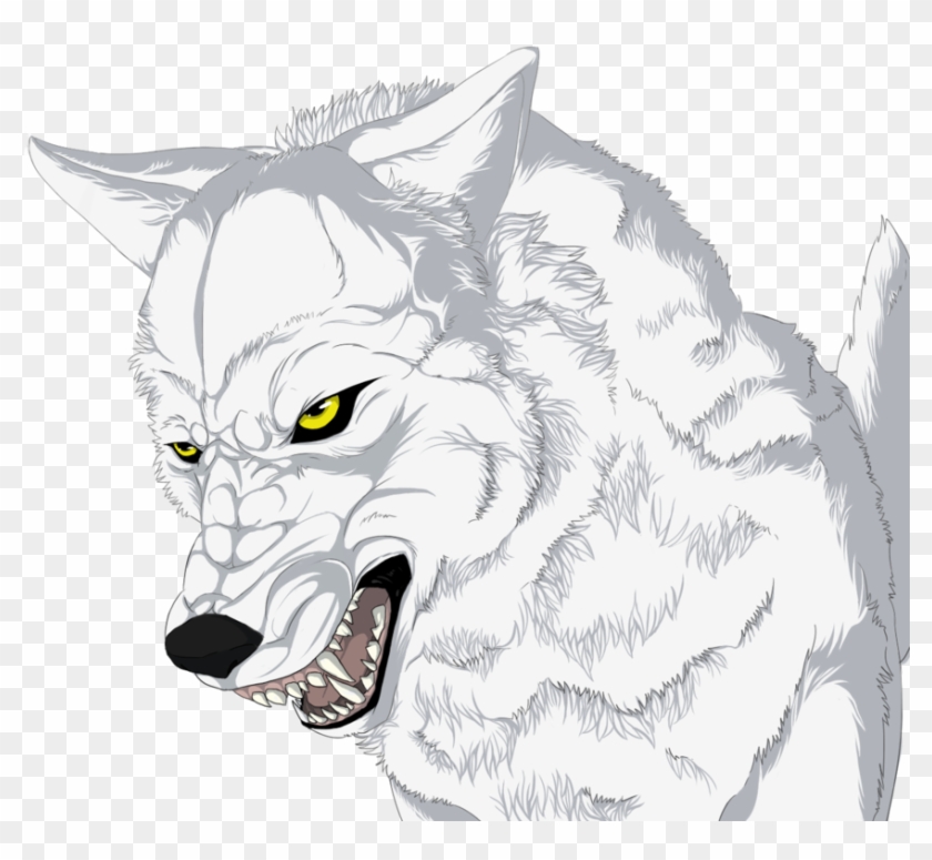 Cool Wolf Drawing - Angry White Anime Wolf Clipart
