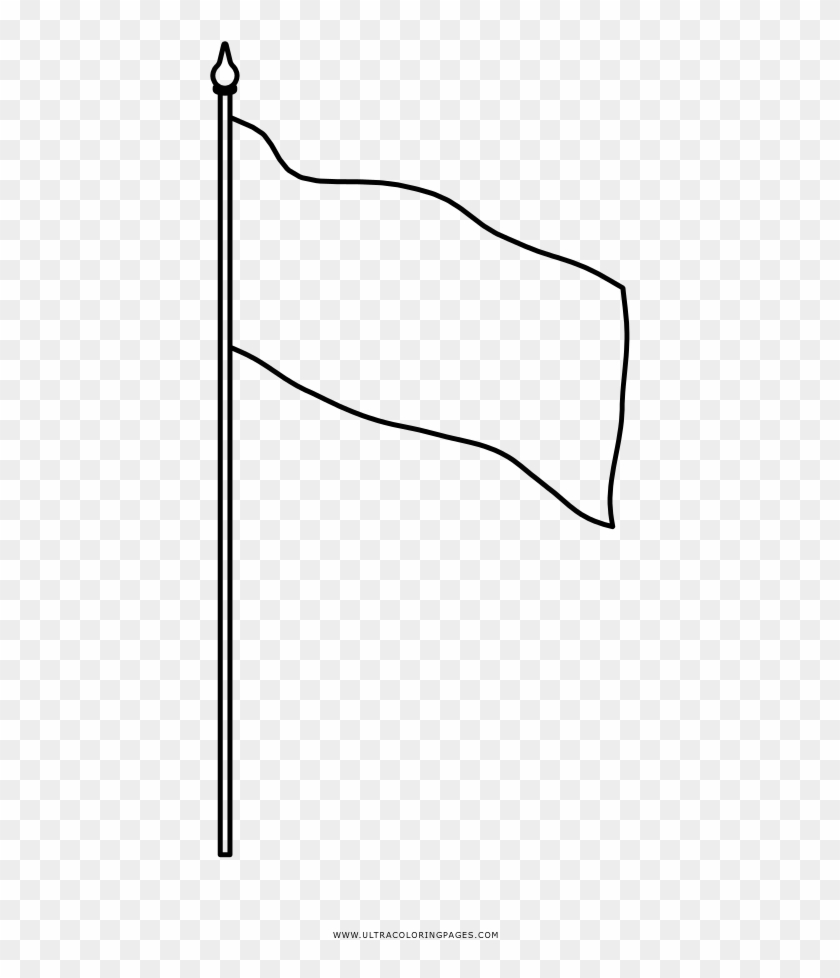 White Flag Coloring Page - Line Art Clipart #25742