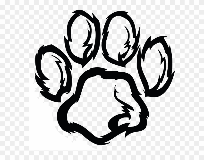Wildcat Paw Plain Clip Art At Clker - Furry Paw Print - Png Download