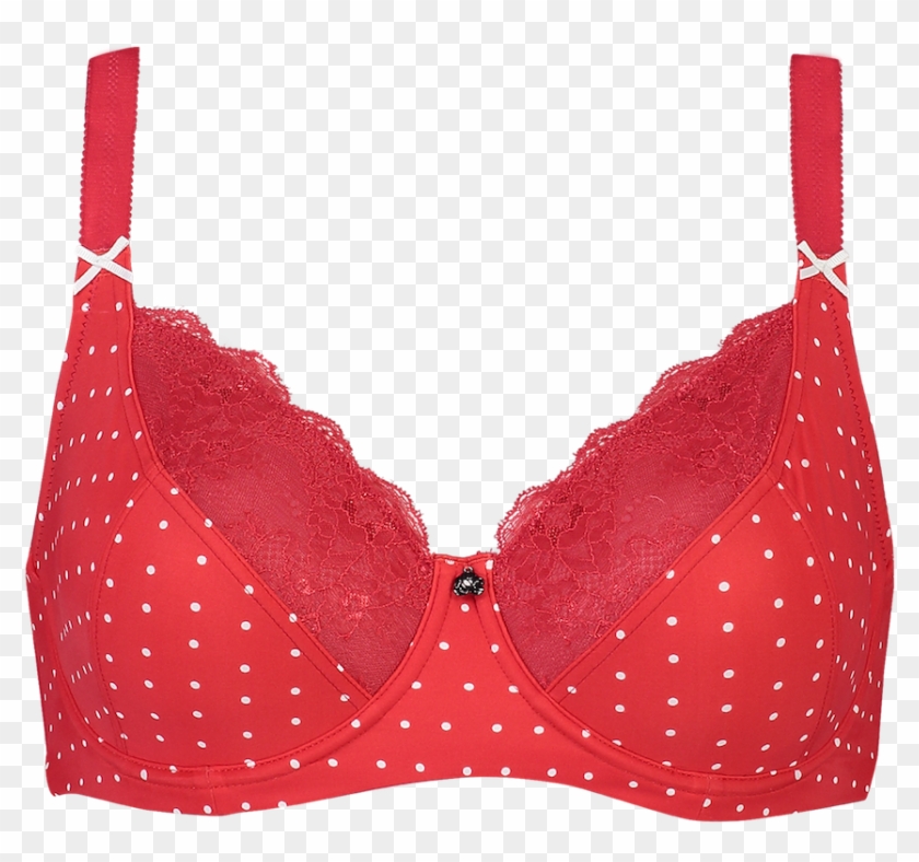Red With White Spots Bra , Png Download Clipart