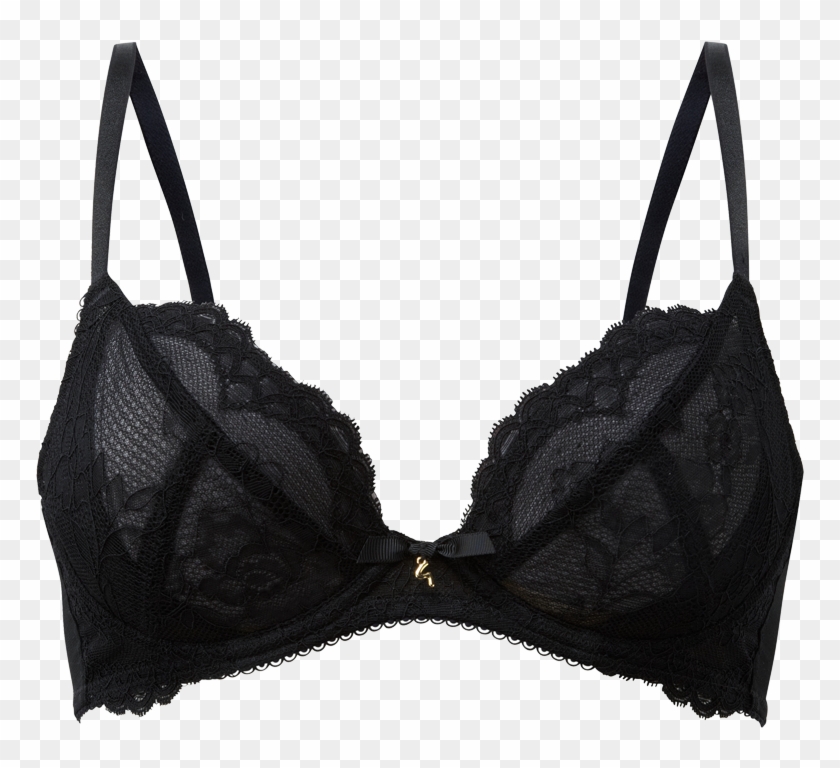 Zoom - Non Padded Black Lace Bra Clipart #26943