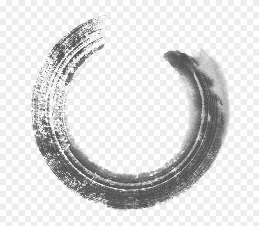 Grunge Brush Stroke Png - Black And White Circular Painting Clipart