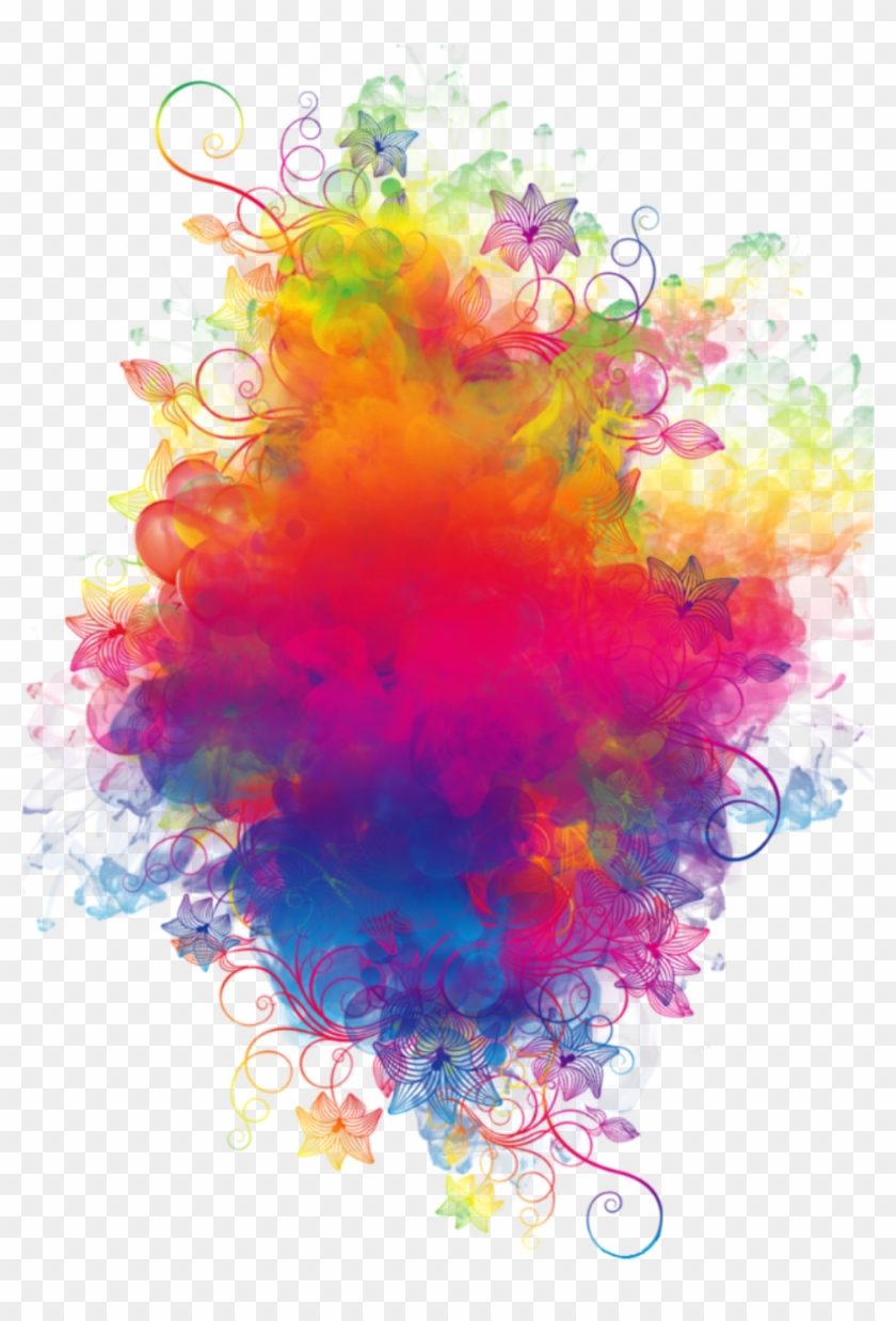Boom Smoke Colorful Watercolor Rainbow Flowers Colorspl Clipart #29378