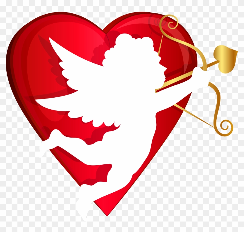 Graphic Transparent Library Red Heart And Cupid Transparent - Cupid Png Clipart #29493
