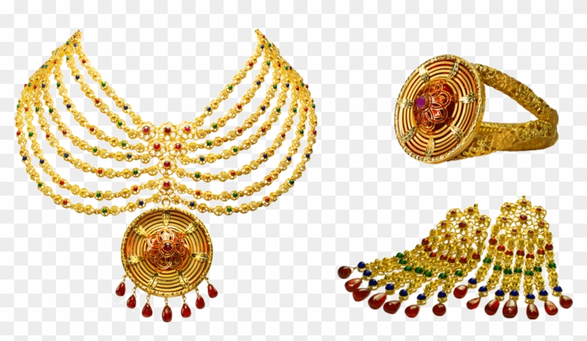 Azva Gold Set Indian Wedding Jewelry, Indian Jewelry, - Wedding Gold Jewellery Png Clipart #29696