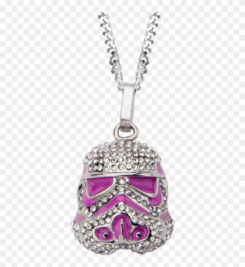 Gemstone Pink Stormtrooper Helmet Necklace So - Locket Clipart #200254