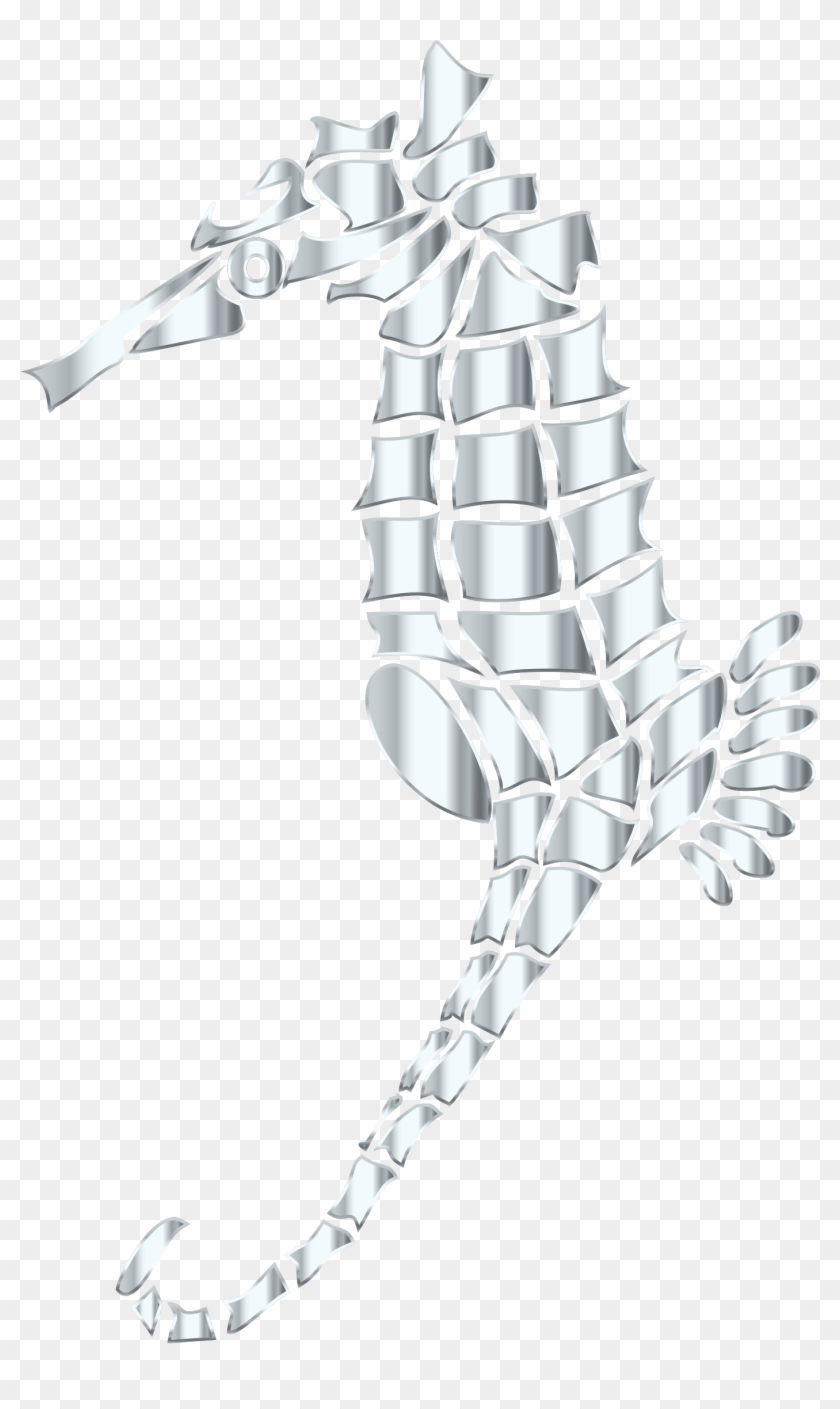 This Free Icons Png Design Of Silver Stylized Seahorse Clipart #200987