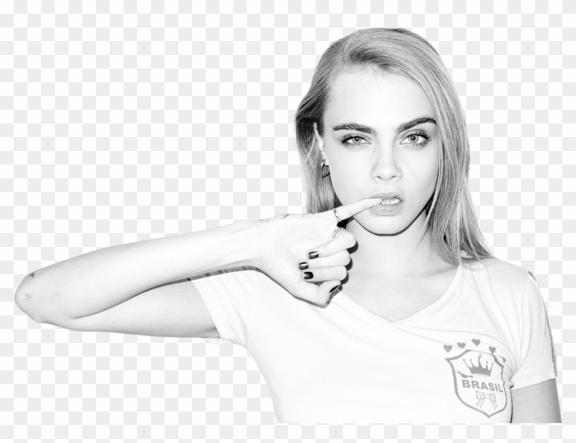 Tattooed Cara Delevingne Black And White , Png Download Clipart #202212