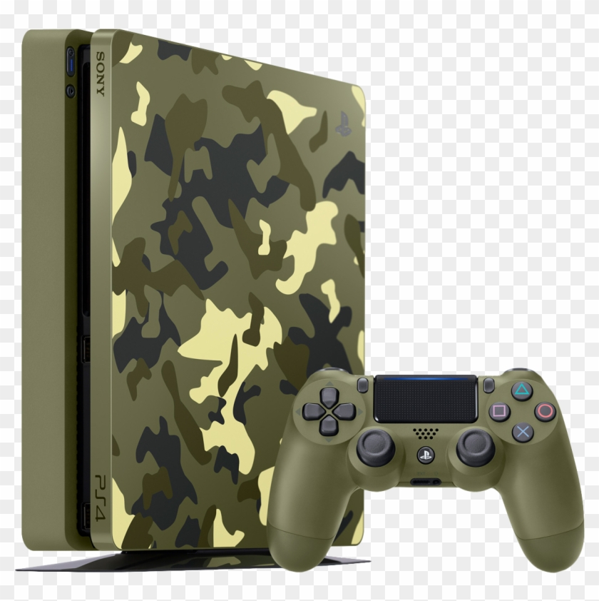 Ps4 Slim 1tb Console Limited Green Camouflage Call - Call Of Duty Ww2 Ps4 Console Clipart #203616