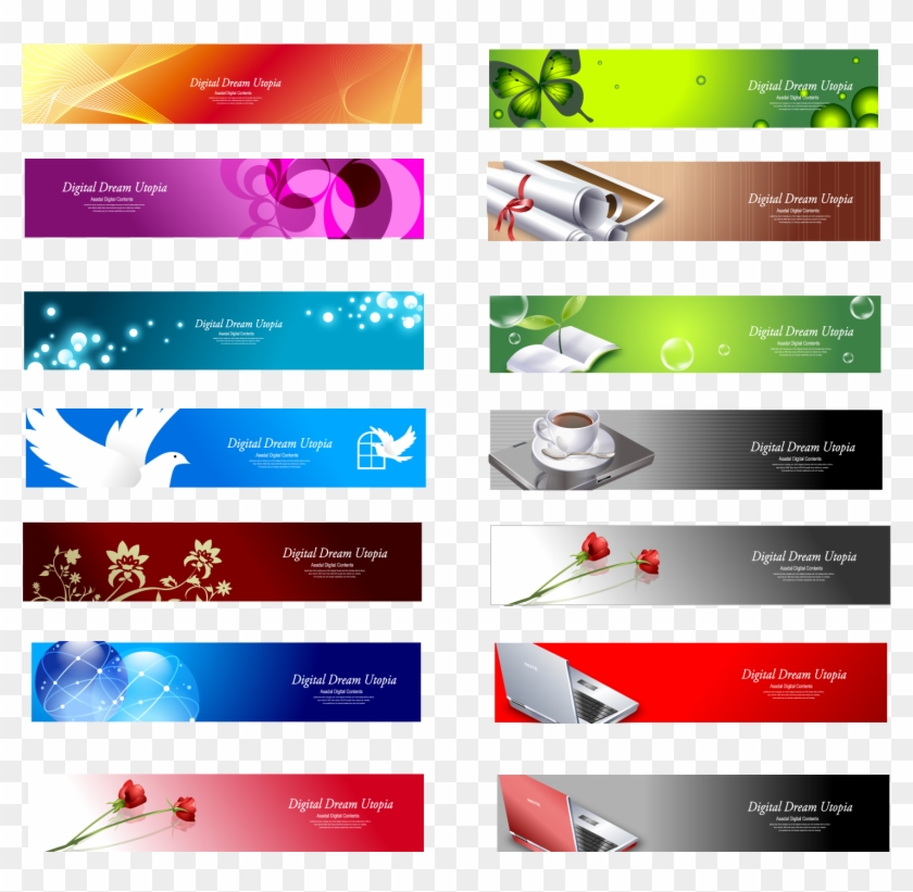 Free Website Banner Templates Png For Download - Header & Footer Design Clipart #204058
