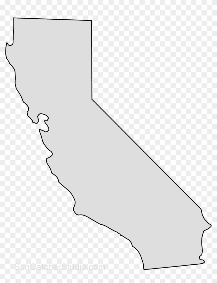 California Map Outline Png Shape State Stencil Clip - California White State Transparent Png