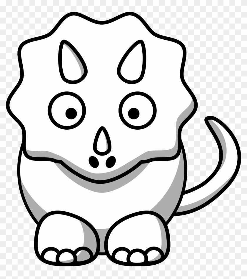 Triceratops Black White Line Animal Studiofibonacci - Cute Dinosaur Coloring Pages Clipart